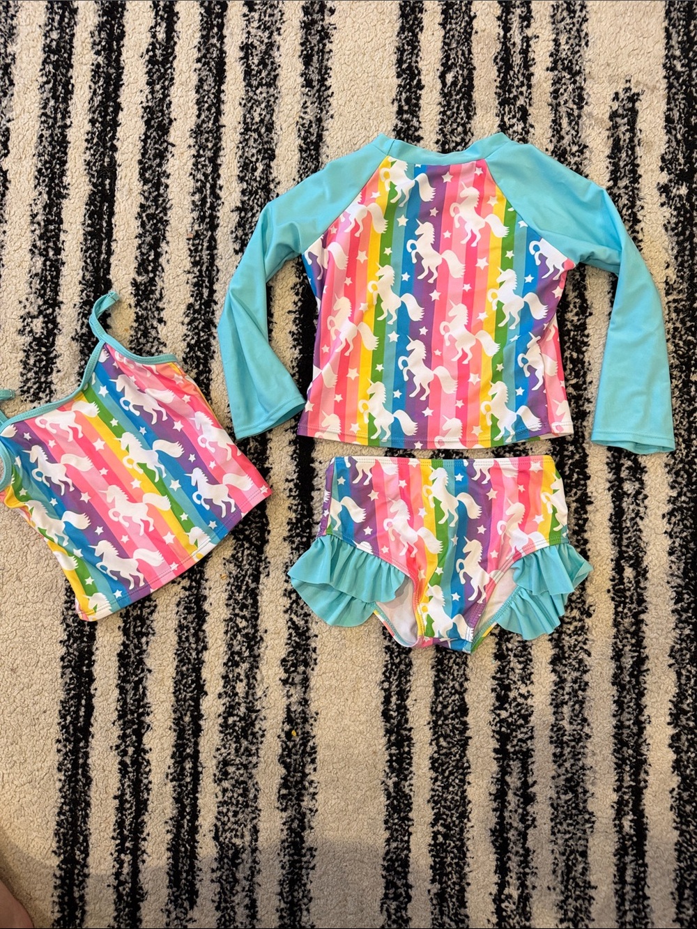 Three Piece Unicorn Swimsuit Set